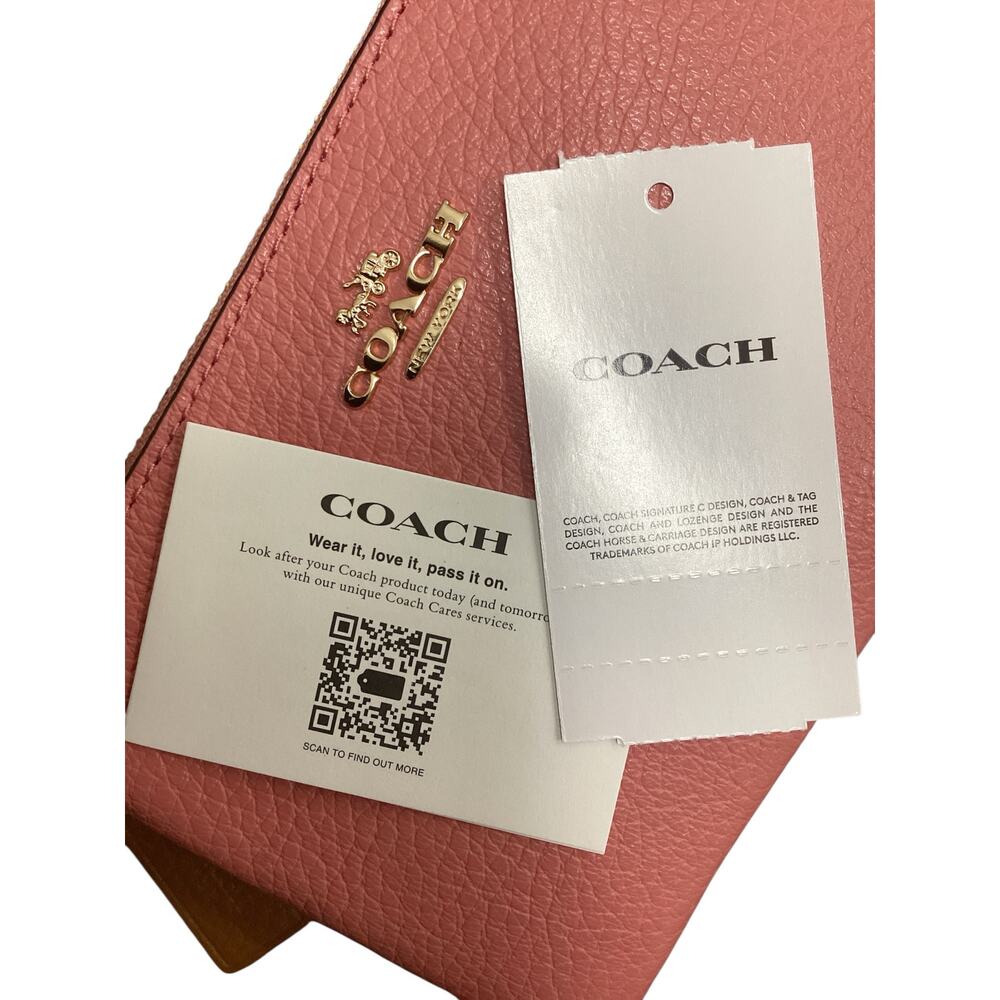 NWT Coach Wristlet/ Wallet Women’s One Size Double Corner Zip Pink And Orange - Picture 10 of 10